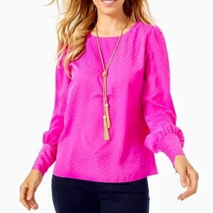 Lilly Pulitzer Elderberry Leopard Jacquard blouse